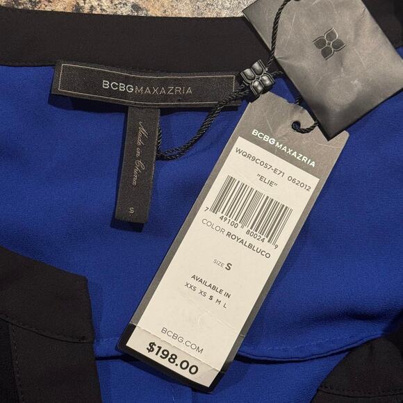 NWT BCBGMaxazria Romper Contemporary Minimalist Athleisure Tie Blue Black Small - Picture 3 of 7